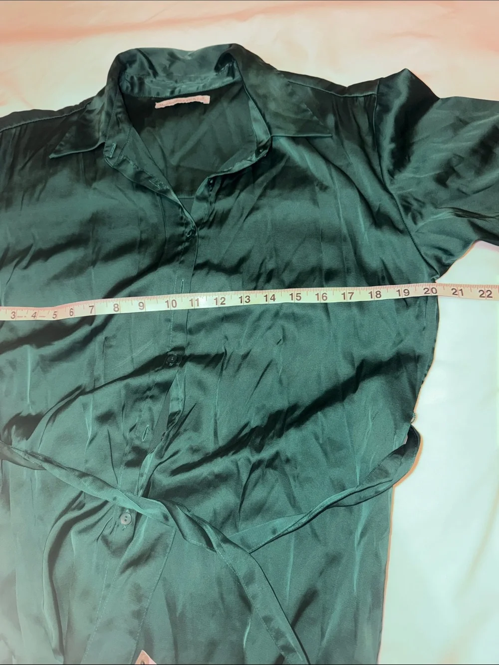 Women's midi Green Button-Front Shirt Dress with Waist Tie